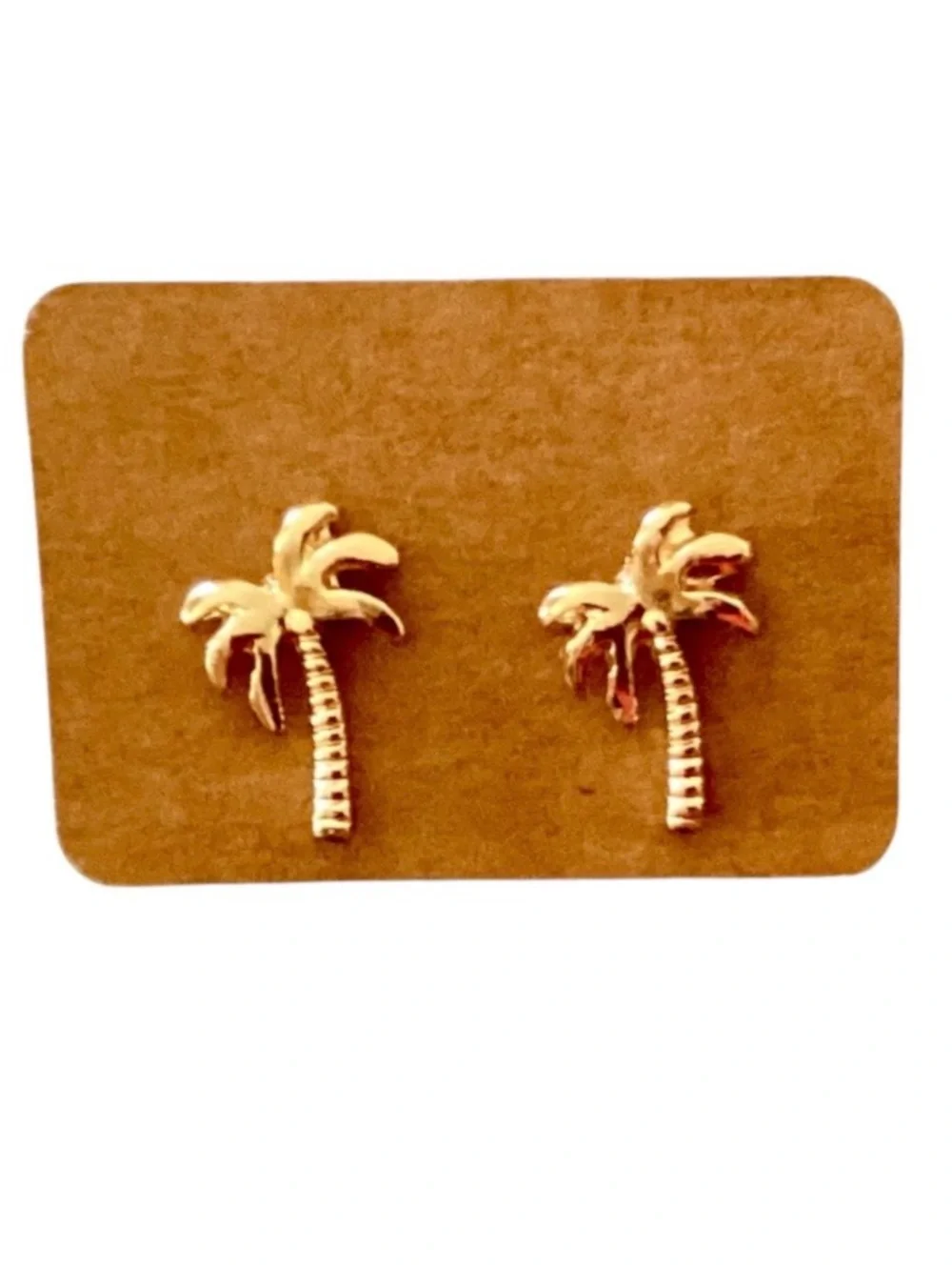 Palm Tree Gold Tone Stud Earrings (NWT)